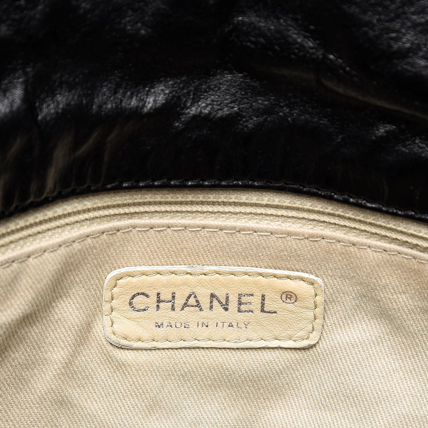 Glazed Goatskin Double Stitch Maxi Flap Black