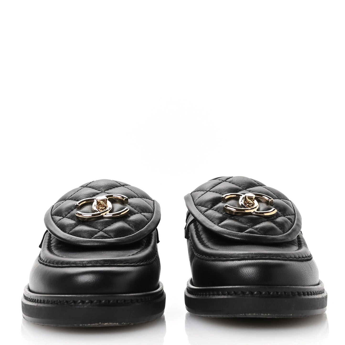 Lambskin Quilted CC Turnlock Loafers 36 Black