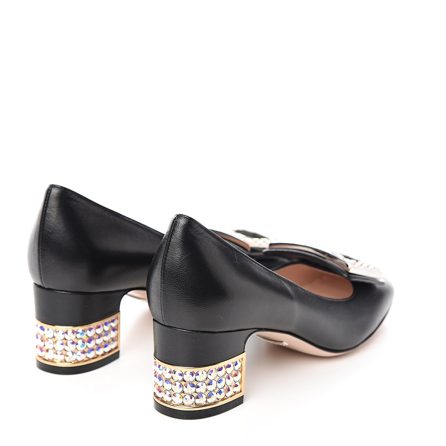 Gucci Malaga Kid Crystal Square G Madelyn Mid Heel Loafer Pumps 35.5 Black 4 of 9
