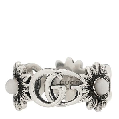 Gucci Sterling Silver Mother of Pearl Double G Marmont Flower Ring 51 5.75 3 of 6