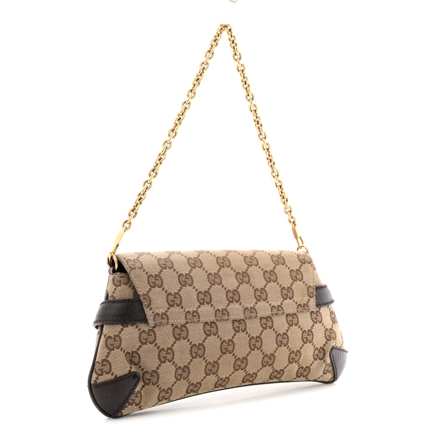 Gucci Monogram Horsebit Clutch Dark Brown 3 of 13