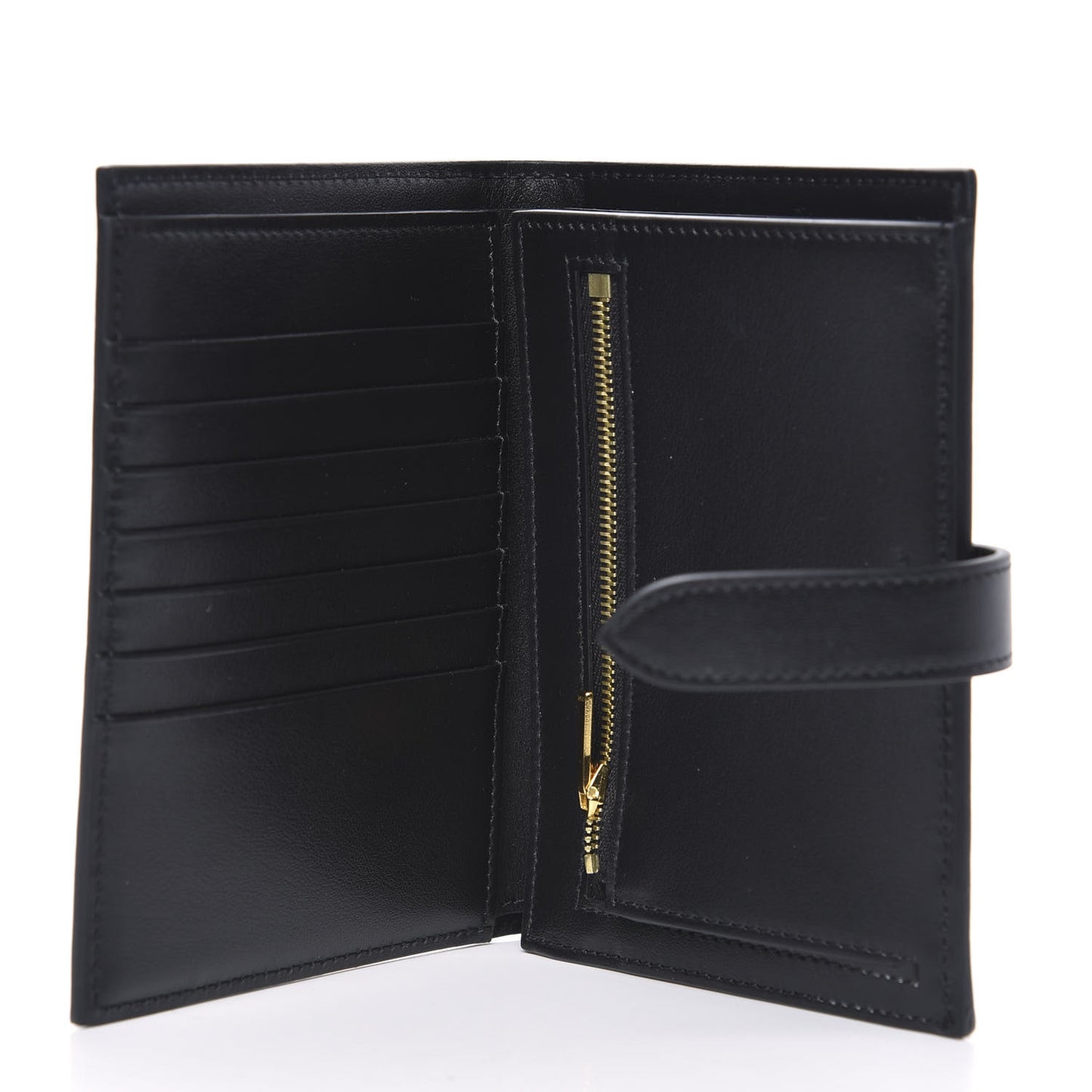 Grained Calfskin Medium Multifunction Strap Wallet Black