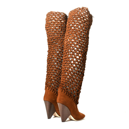 Saint Laurent Suede Twine Soho Niki 105 Thigh High Boots 39 Light Land 10 of 15