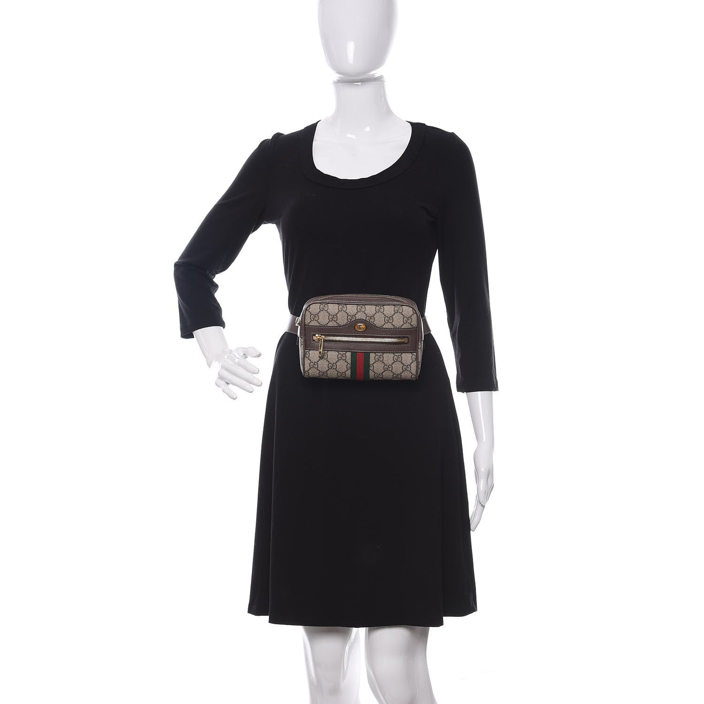 GG Supreme Monogram Web Small Ophidia Belt Bag 95 38 Dark Brown