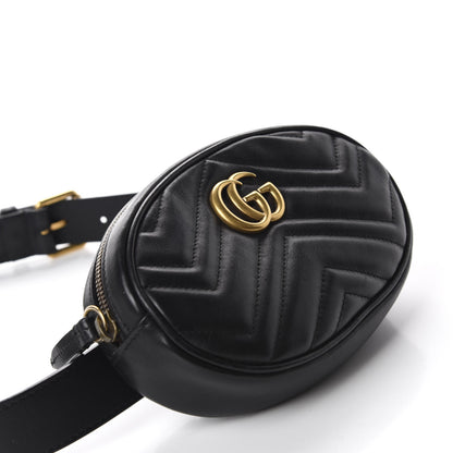 Gucci Calfskin Matelasse GG Marmont Belt Bag 85 34 Black 4 of 11