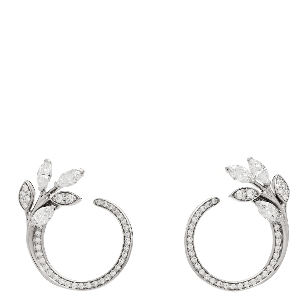 Tiffany Platinum Diamond Victoria Vine Circle Earrings 1 of 5