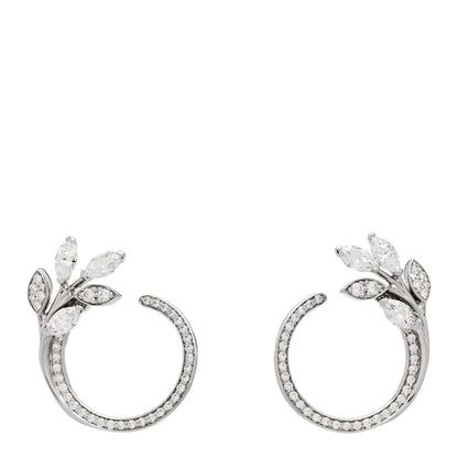 Tiffany Platinum Diamond Victoria Vine Circle Earrings 1 of 5