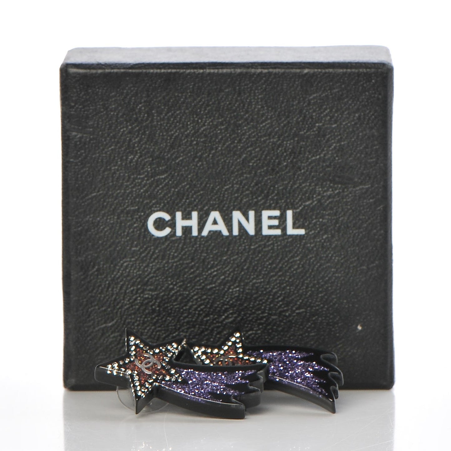 Resin Crystal CC Shooting Star Earrings Silver Purple