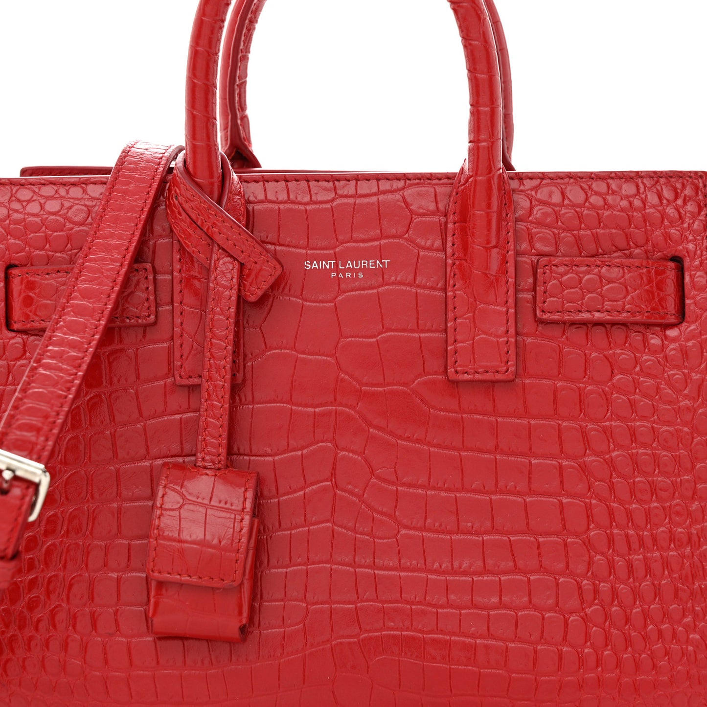 Calfskin Crocodile Embossed Nano Sac De Jour Red