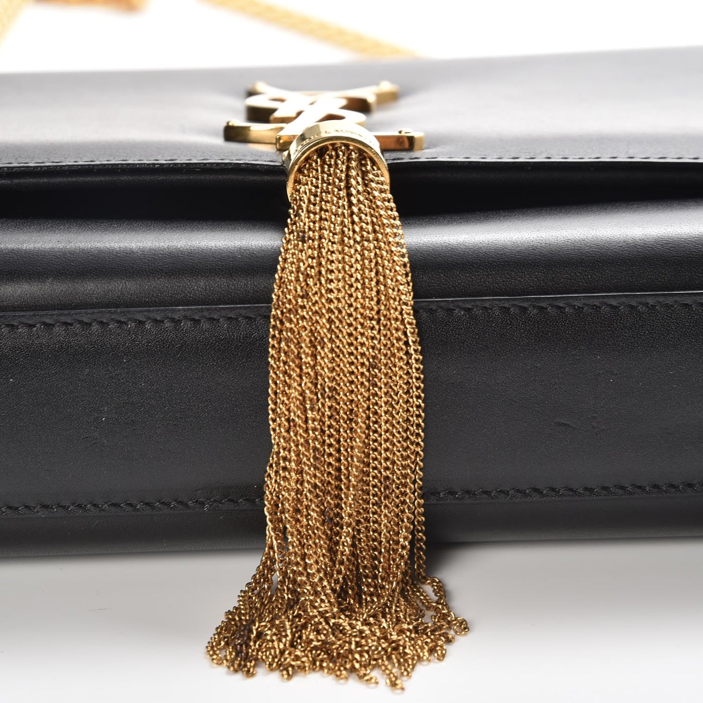 Smooth Calfskin Medium Classic Monogram Kate Tassel Satchel Black