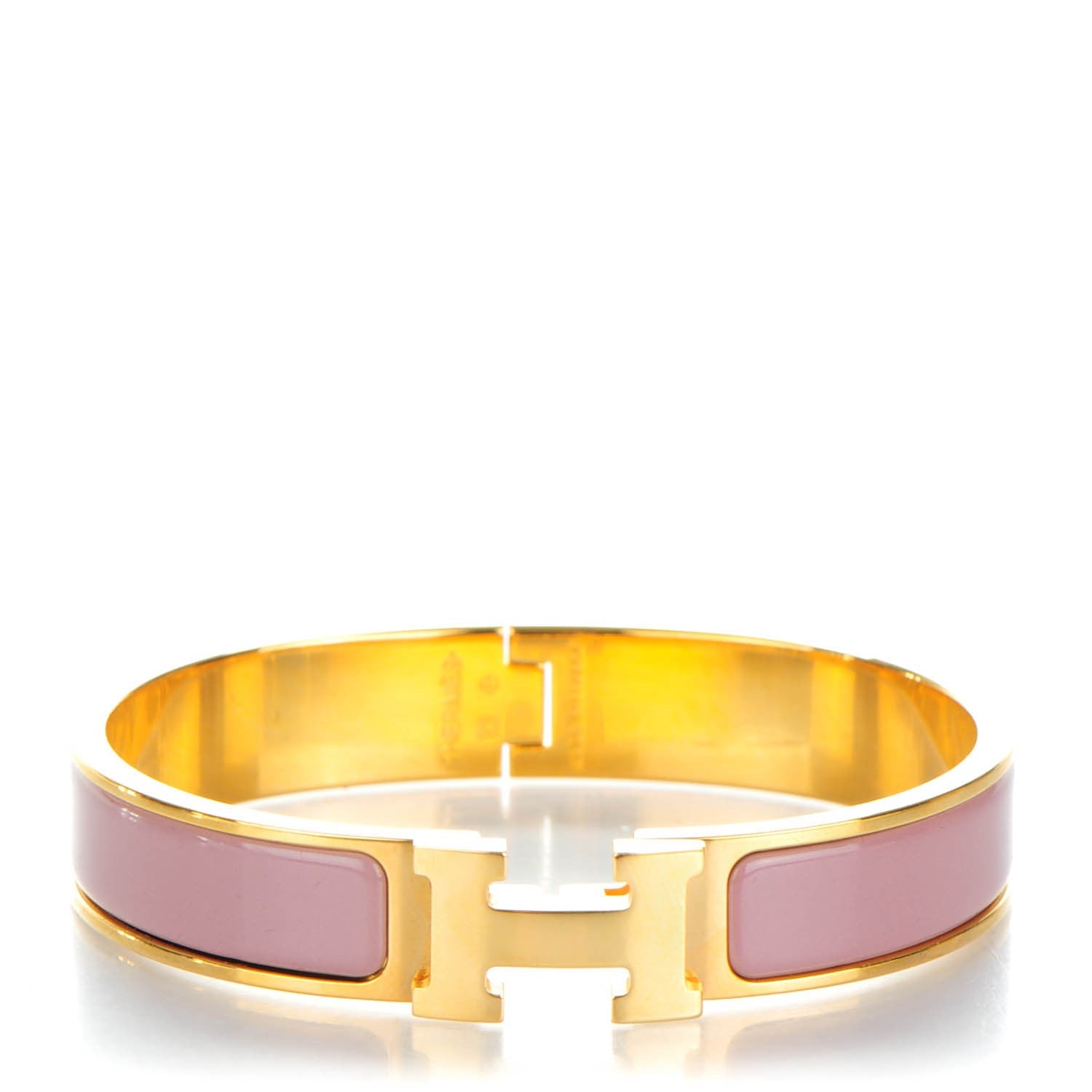 Hermes Enamel Narrow Clic Clac H Bracelet GM Bois De Rose 1 of 6
