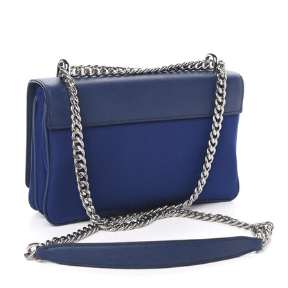 Prada Saffiano Tessuto Nylon Chain Shoulder Bag Bluette 3 of 10