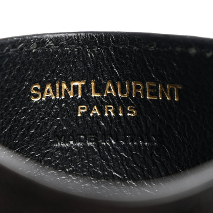 Saint Laurent Grain De Poudre Matelasse Chevron Monogram Credit Card Case Black 6 of 7