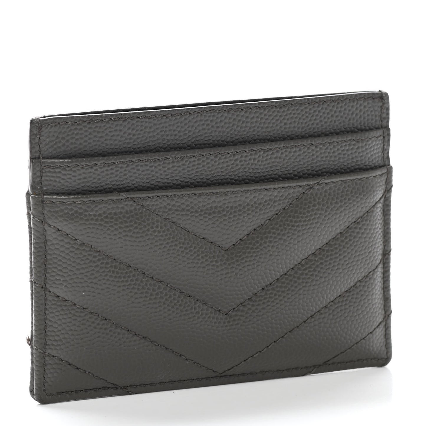 Grain De Poudre Matelasse Chevron Monogram Credit Card Case Coal