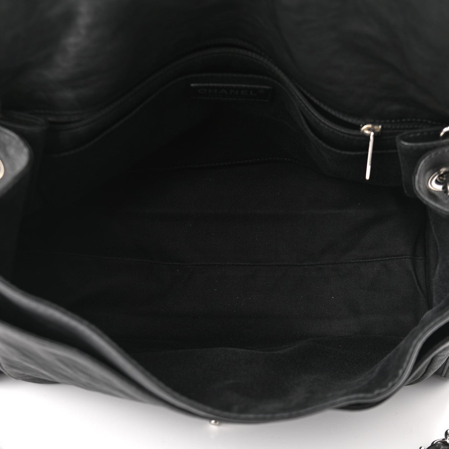 Washed Lambskin Accordion Flap Black