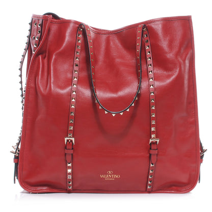 Valentino Garavani Nappa Rockstud Shopper Tote Red 1 of 7
