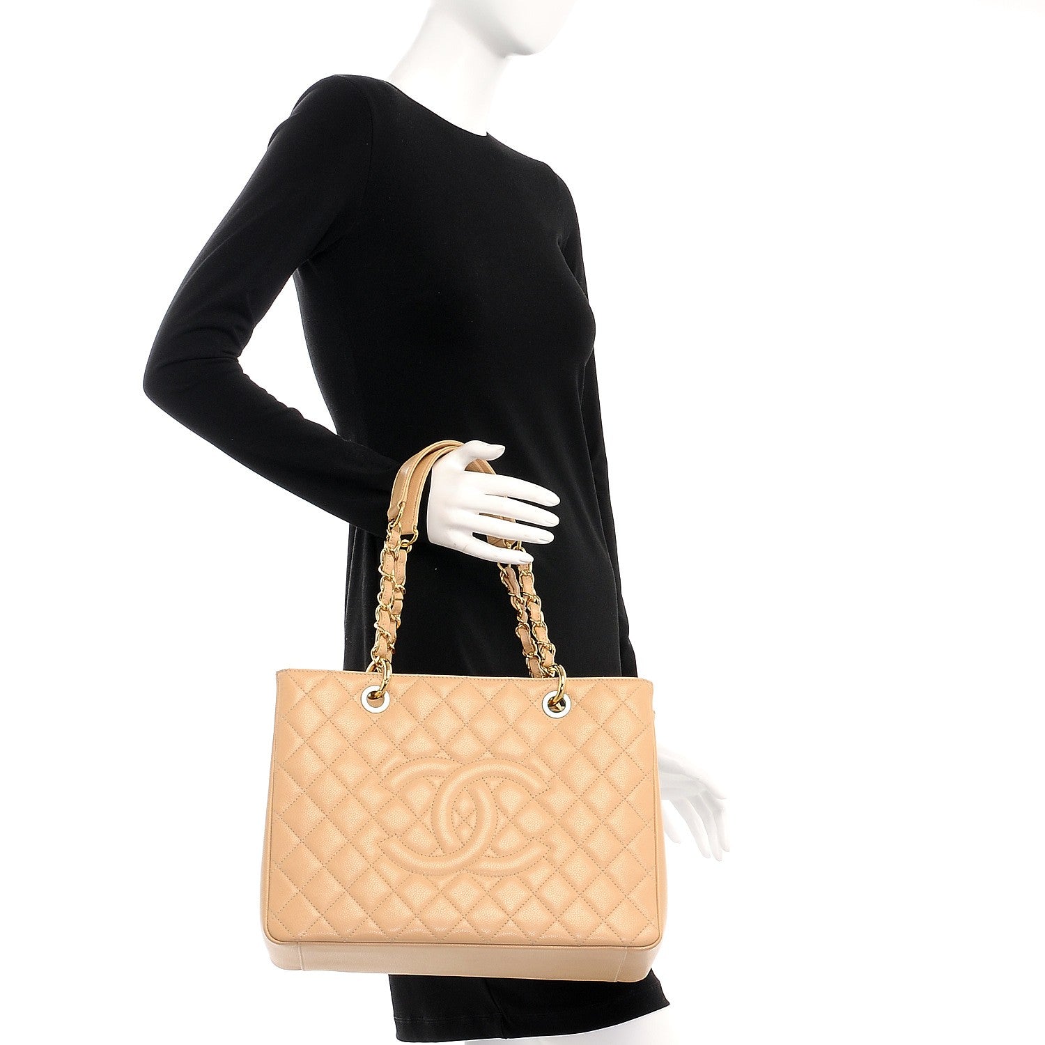 Chanel Caviar Quilted Grand Shopping Tote GST Beige Clair 2 of 10