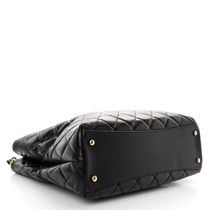 Chanel Glazed Calfskin Quilted Gold Bar Tote Black 4 of 10