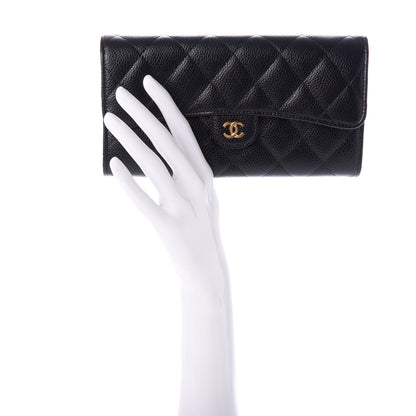 Chanel Caviar Quilted Large Gusset Flap Wallet Black 2 of 9