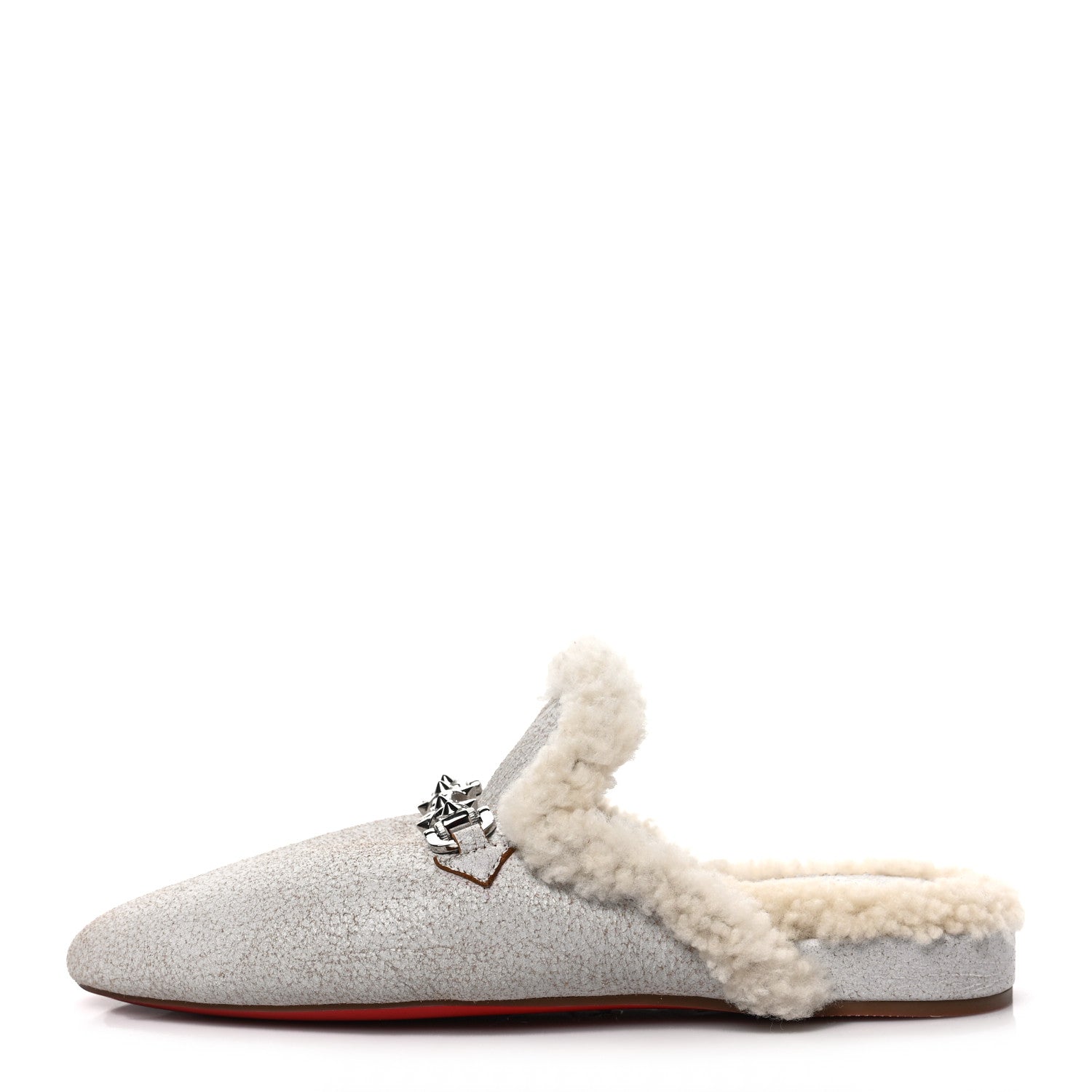 Christian Louboutin Cracked Nappa Woolito Swing Donna Flat 37 Craie 1 of 8