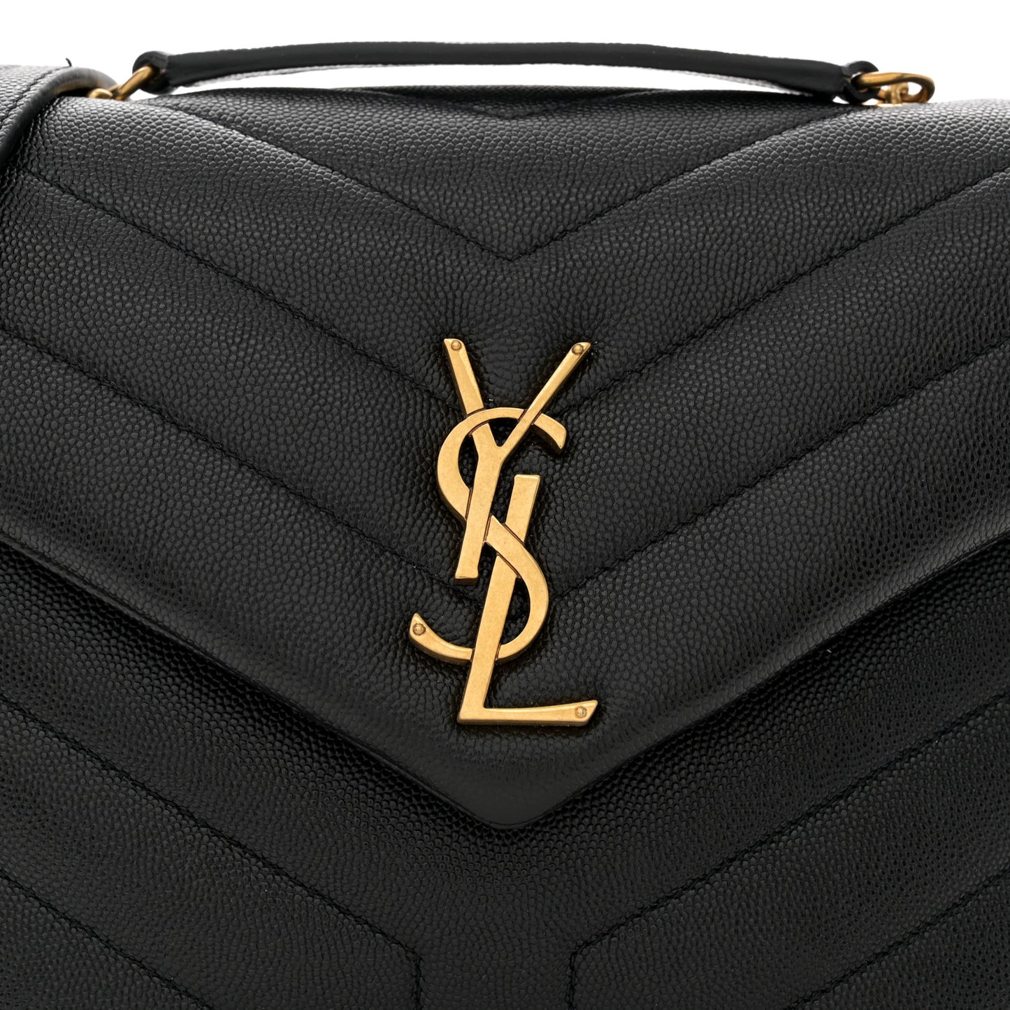 Grain de Poudre Calfskin Y Quilted Monogram Small Loulou Chain Satchel Black