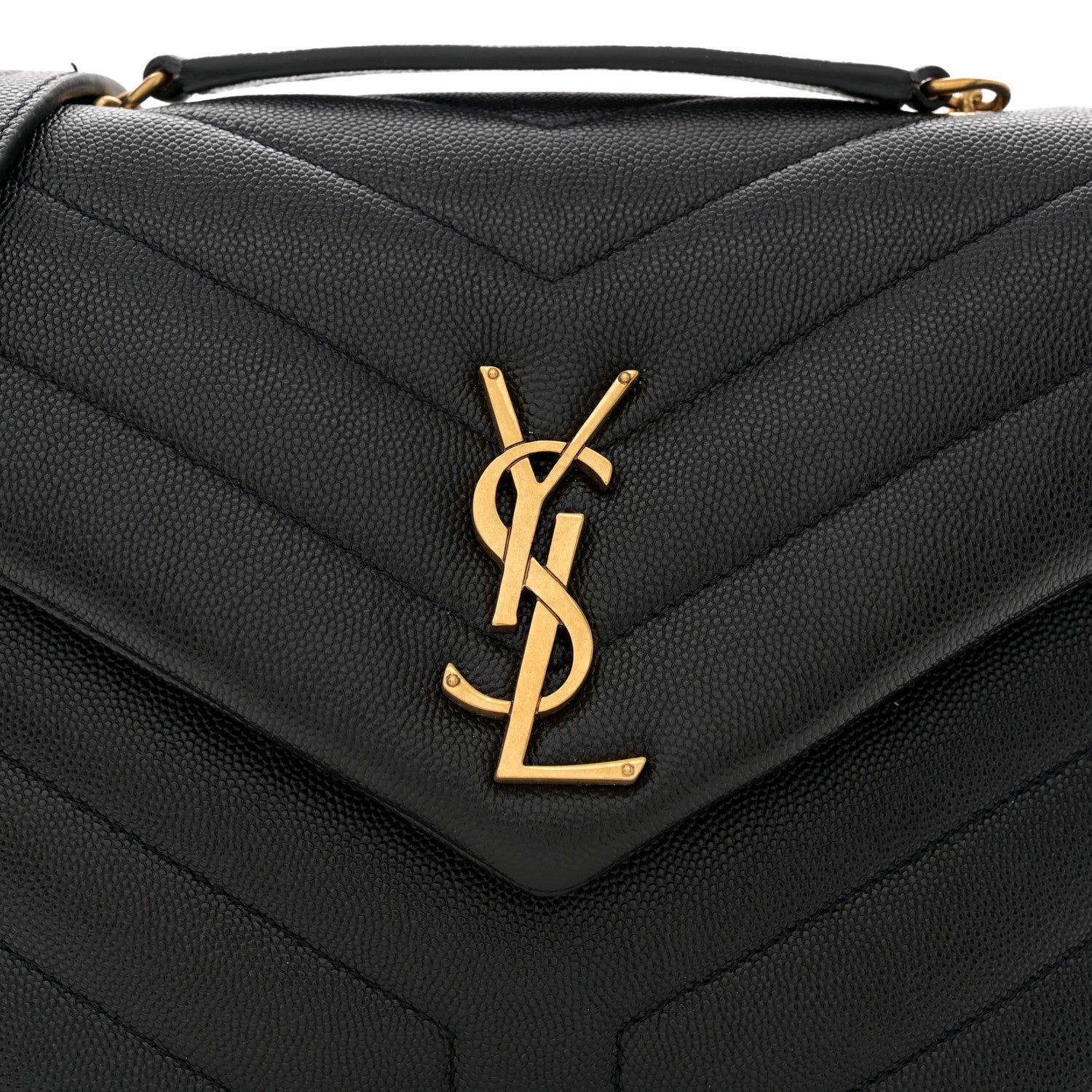 Saint Laurent Grain de Poudre Calfskin Y Quilted Monogram Small Loulou Chain Satchel Black 8 of 11
