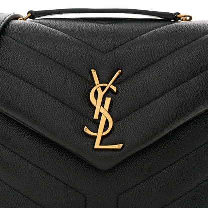Saint Laurent Grain de Poudre Calfskin Y Quilted Monogram Small Loulou Chain Satchel Black 8 of 11