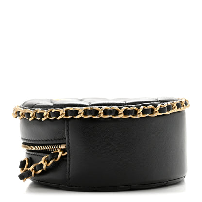 Chanel Lambskin Quilted Chain Around CC Round Clutch With Chain Black 4 of 10