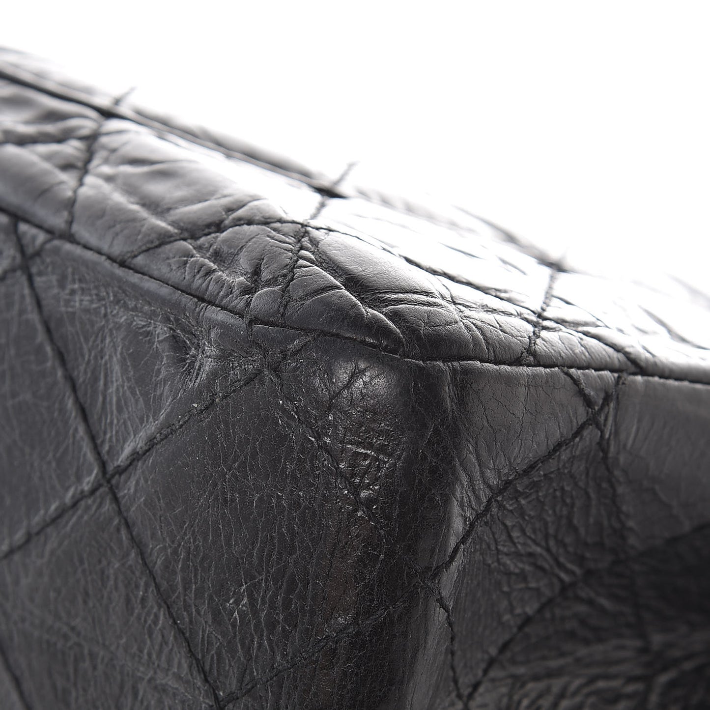 Glazed Aged Calfskin Quilted 2.55 Reissue 227 Flap So Black