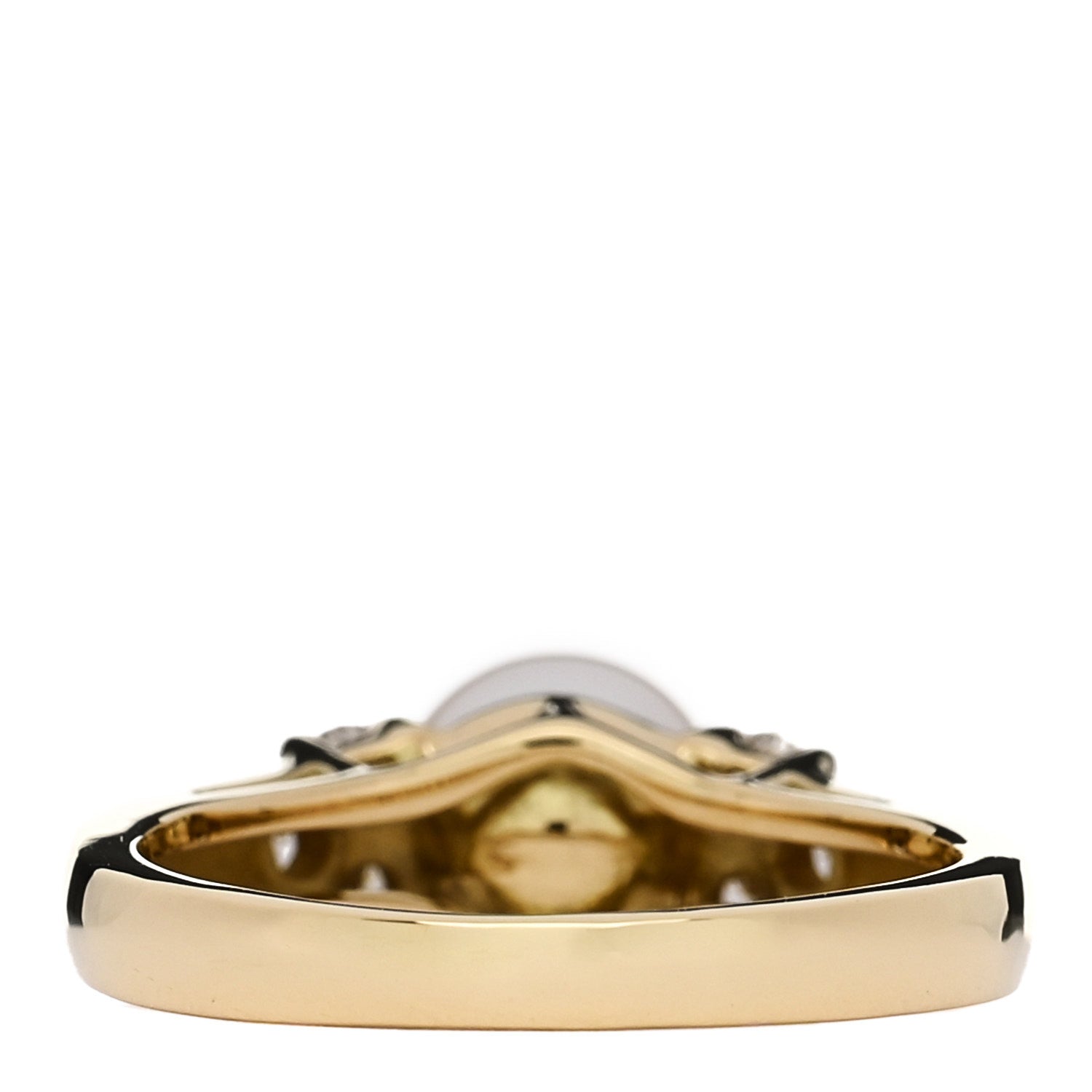 Tiffany 18K Yellow Gold Diamond Akoya Cultured Pearl 7-7.5mm Ring 52 6 4 of 6