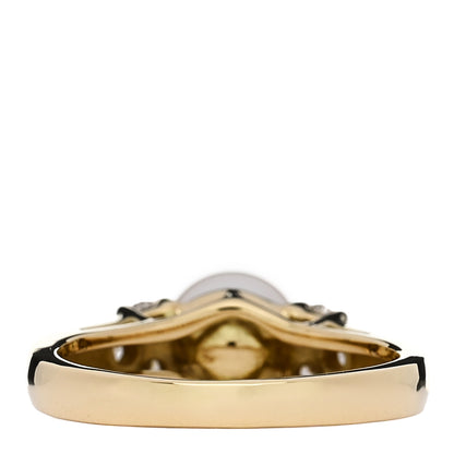 Tiffany 18K Yellow Gold Diamond Akoya Cultured Pearl 7-7.5mm Ring 52 6 4 of 6