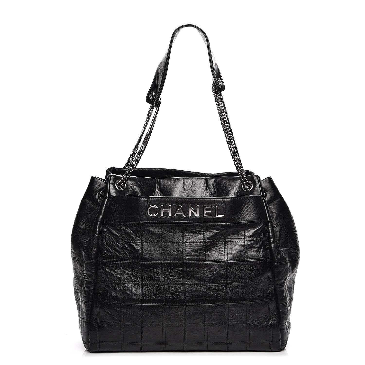 Chanel Lambskin Square Stitched Lax Accordion Shoulder Bag Black 1 of 12