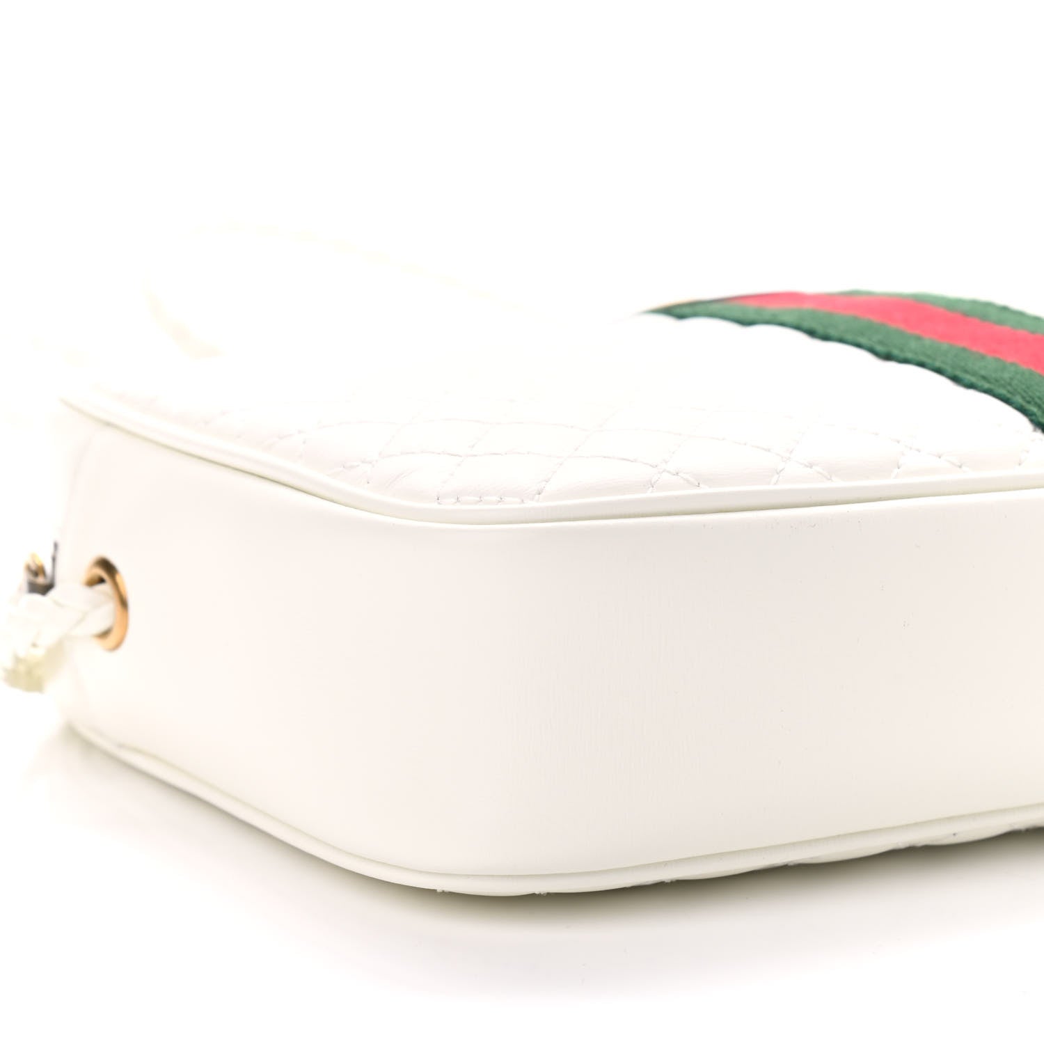Gucci Laminated Calfskin Quilted Web Small Shoulder Bag White 8 of 9