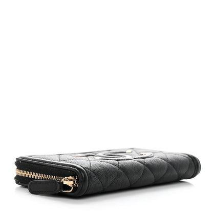 Chanel Caviar Quilted Medium Filigree Zip Around Wallet Black 4 of 11
