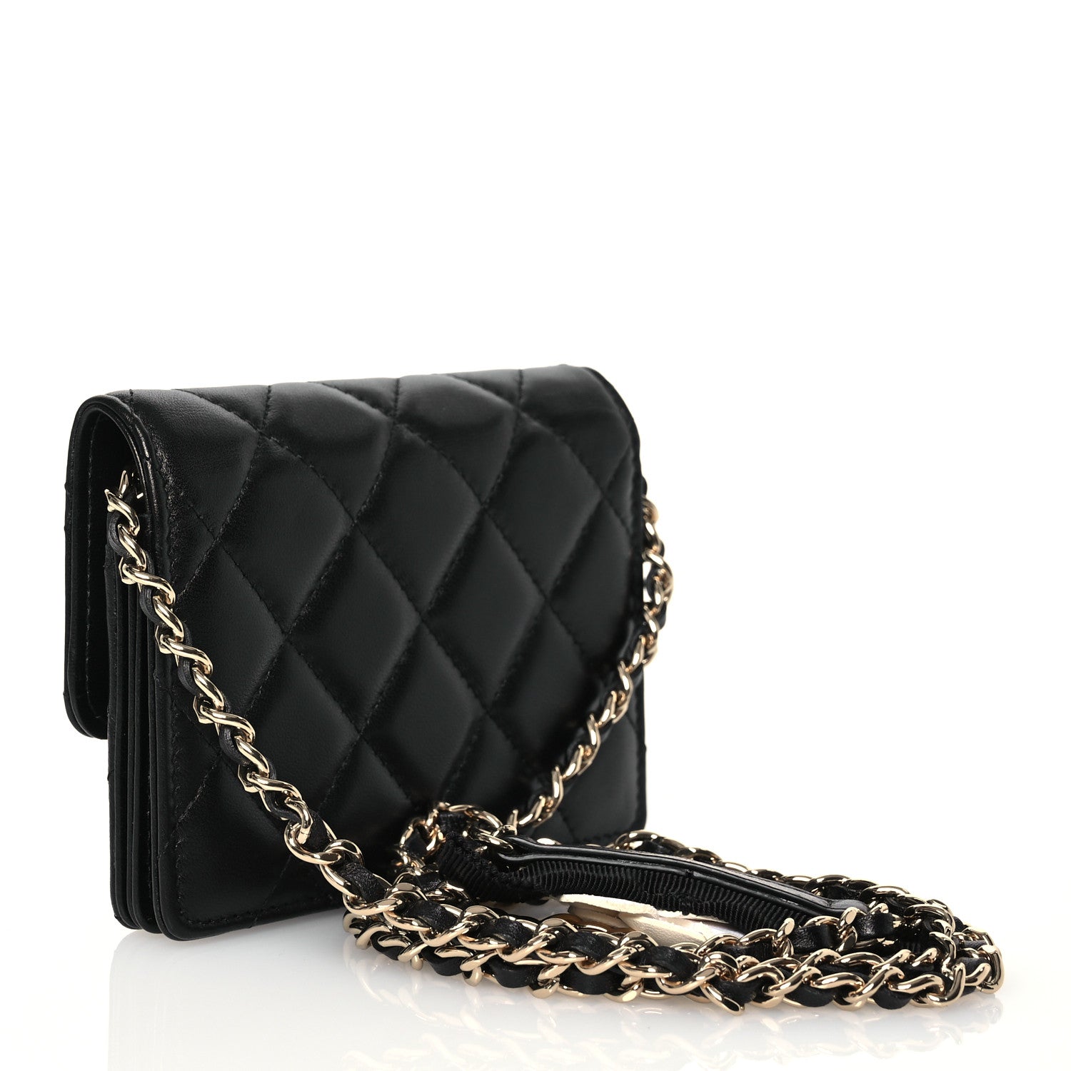 Chanel Lambskin Quilted My Chanel Lady Card Holder On Chain Black 3 of 13