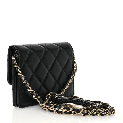 Chanel Lambskin Quilted My Chanel Lady Card Holder On Chain Black 3 of 13