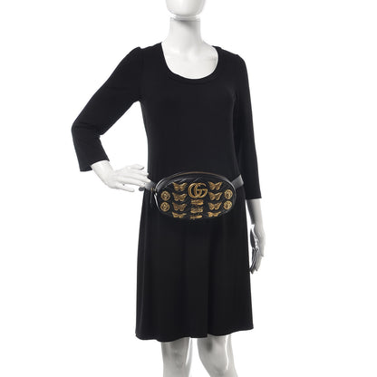 Gucci Calfskin Matelasse Animal Studs GG Marmont Belt Bag 85 34 Black 2 of 12