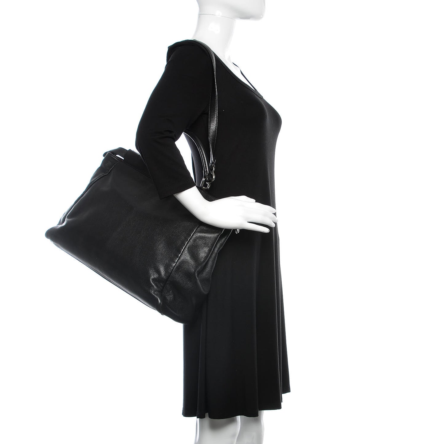 Goatskin Large Peekaboo Iconic Satchel Black Lampone