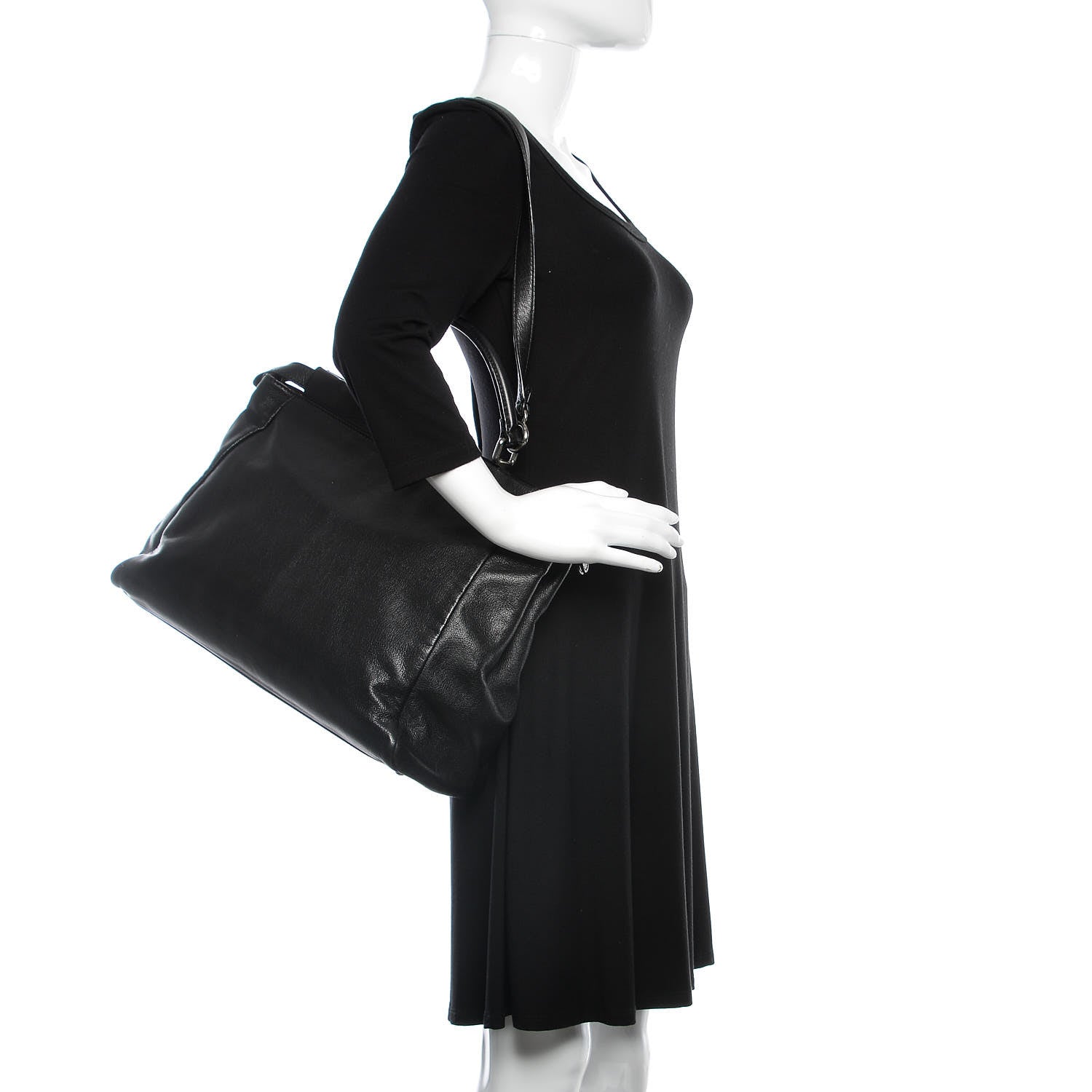 Fendi Goatskin Large Peekaboo Iconic Satchel Black Lampone 3 of 25