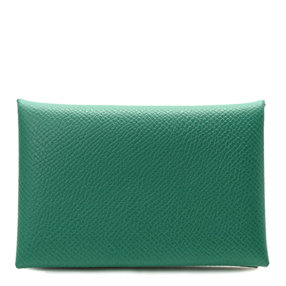 Hermes Epsom Verso Calvi Duo Card Case Vert Vertigo Jaune Milton 1 of 7