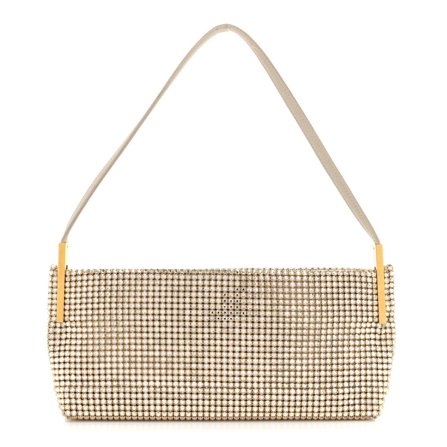 Saint Laurent Crystal Strass Embellished Satin Suzanne Shoulder Bag Silver 1 of 8