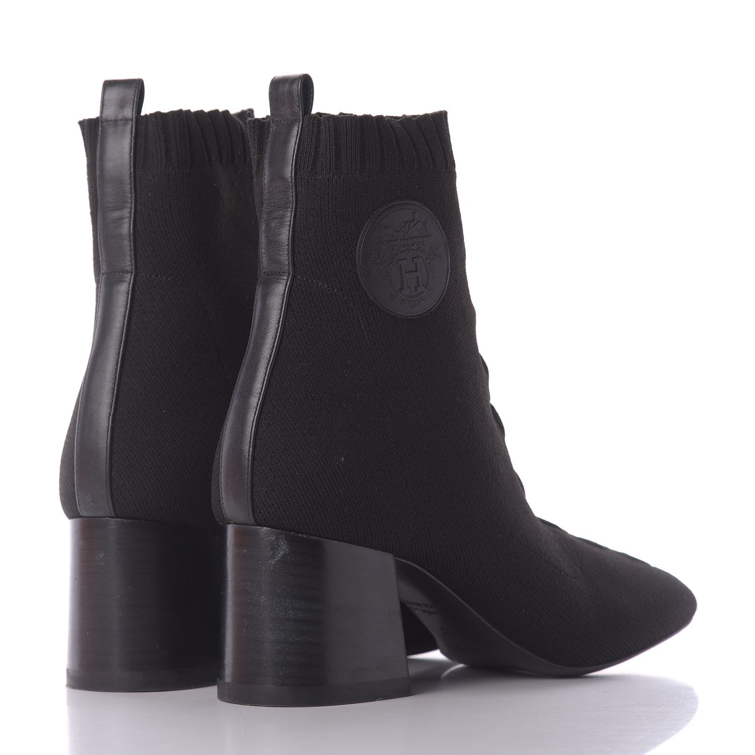 Hermes Knit Calfskin Volver Ankle Boots 37 Black 4 of 10