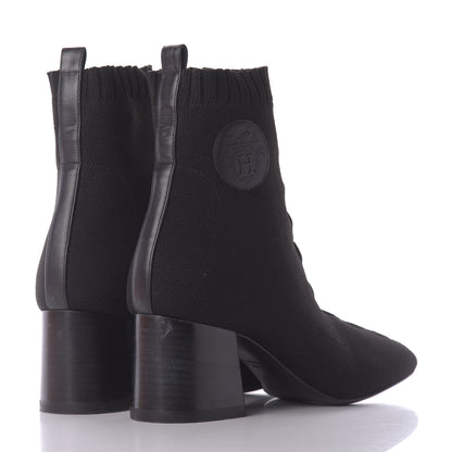 Hermes Knit Calfskin Volver Ankle Boots 37 Black 4 of 10
