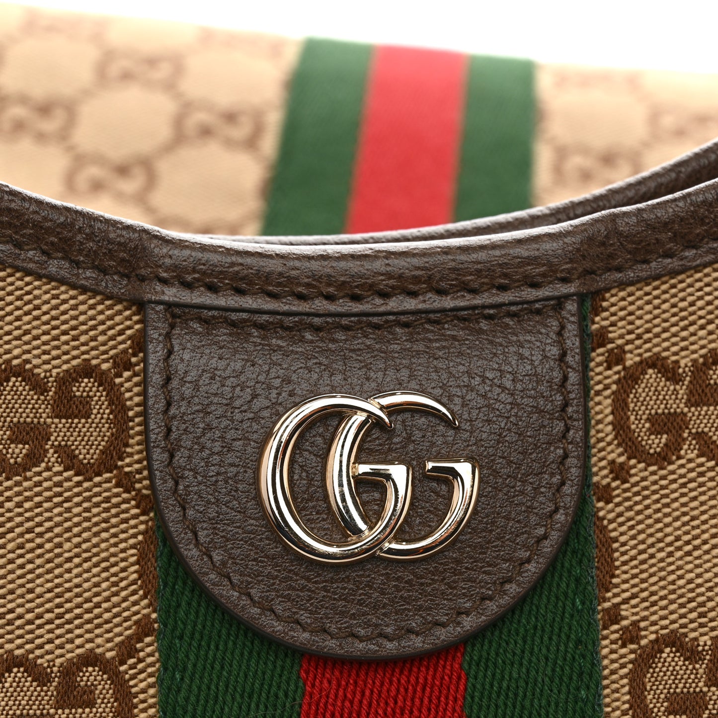 GG Monogram Web Large Giglio Tote Beige Brown