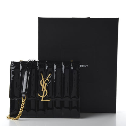 Saint Laurent Patent Calfskin Matelasse Monogram Vicky Chain Wallet Black 10 of 10