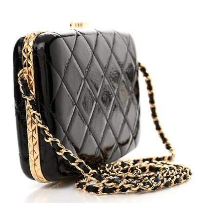 Chanel Glazed Goatskin Quilted Box With Chain Black 3 of 11