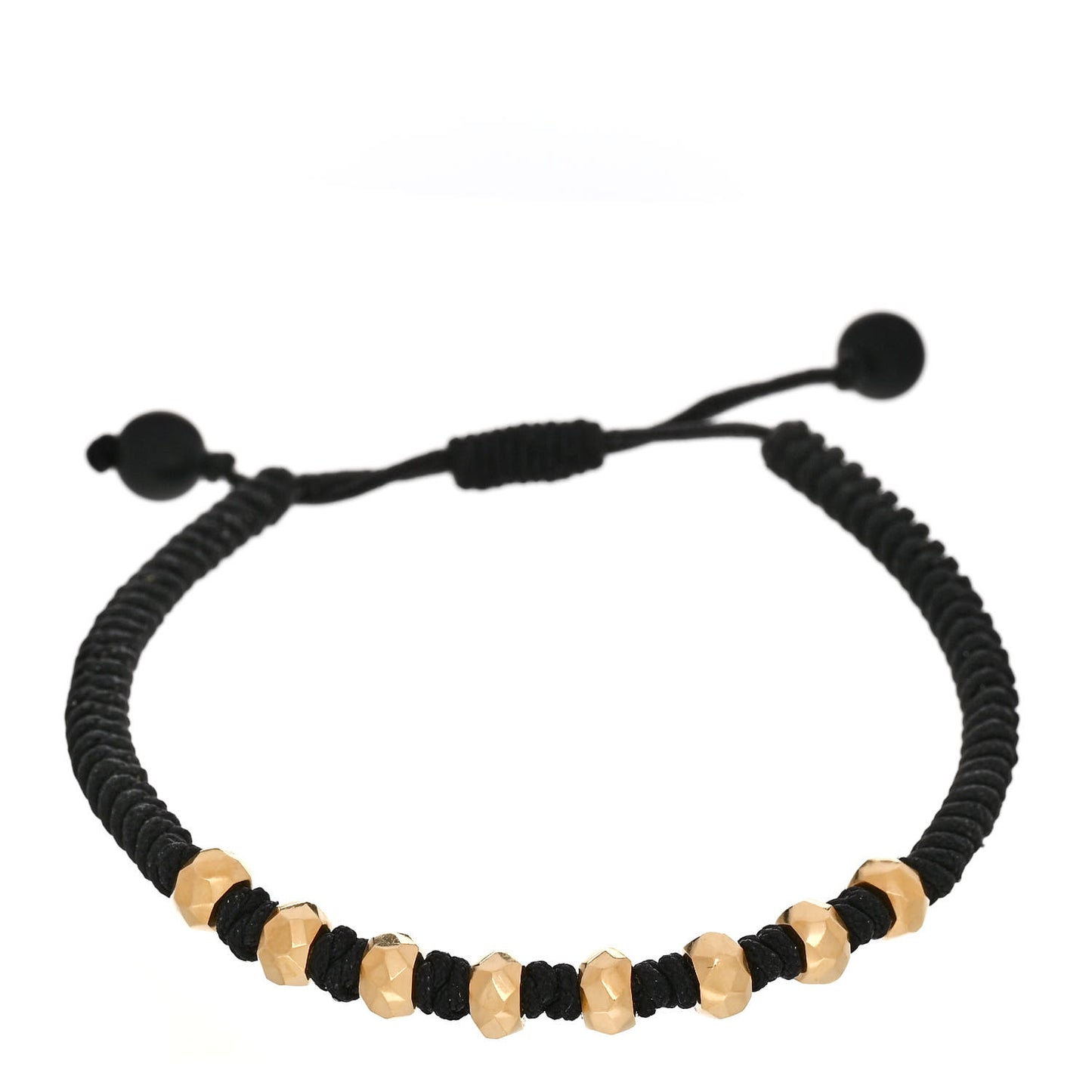 18K Yellow Gold Nylon Fortune Woven Bracelet Black