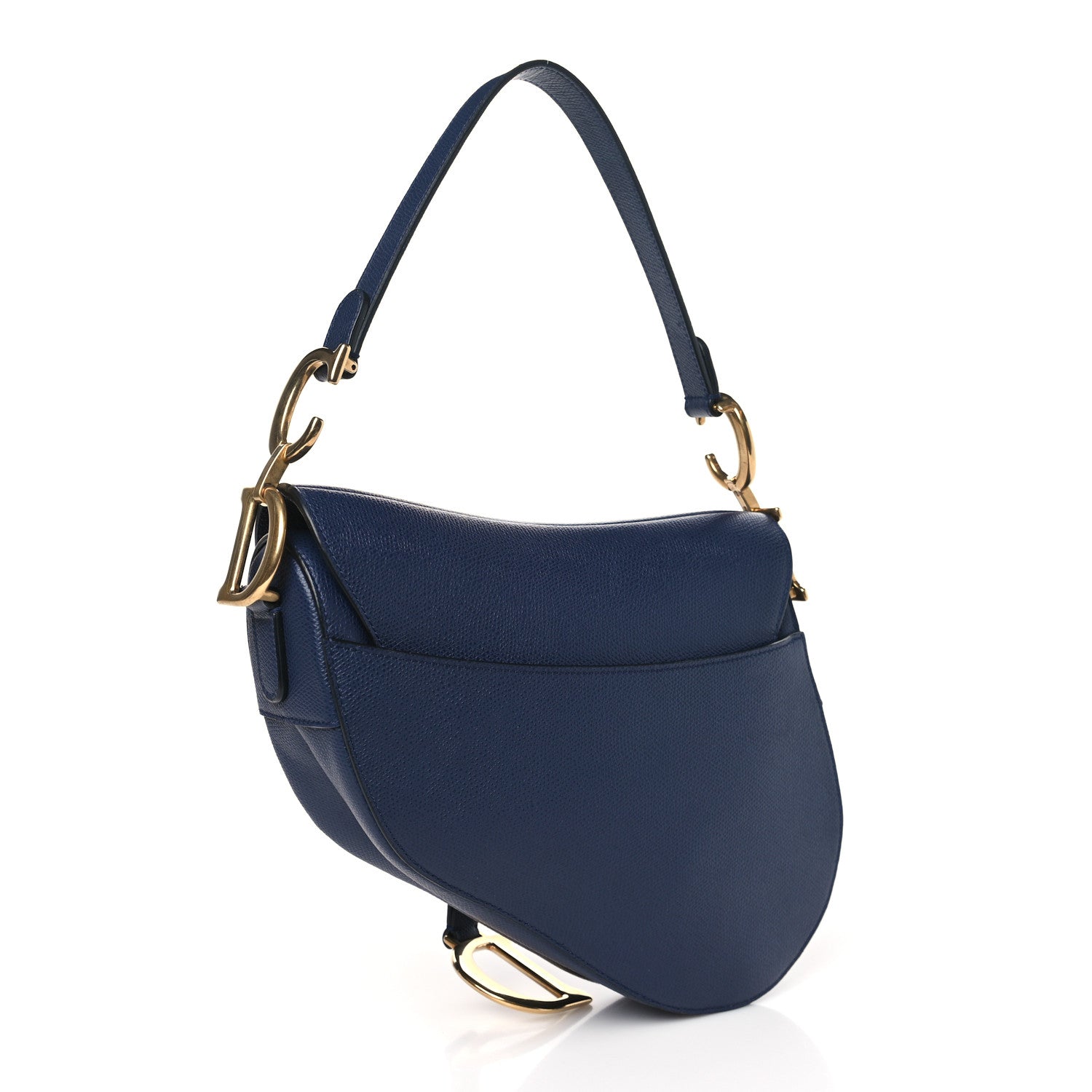 Christian Dior CHRISTIAN DIOR Grained Calfskin Saddle Bag Indigo Blue 3 of 10