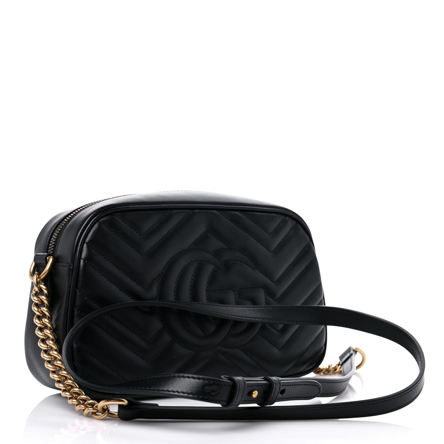 Calfskin Matelasse Small GG Marmont Chain Shoulder Bag Black