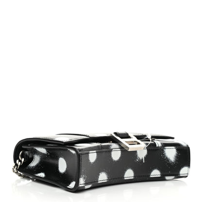 Balenciaga Shiny Box Calfskin Polka Dot Hourglass Chain Bag Black White 4 of 9